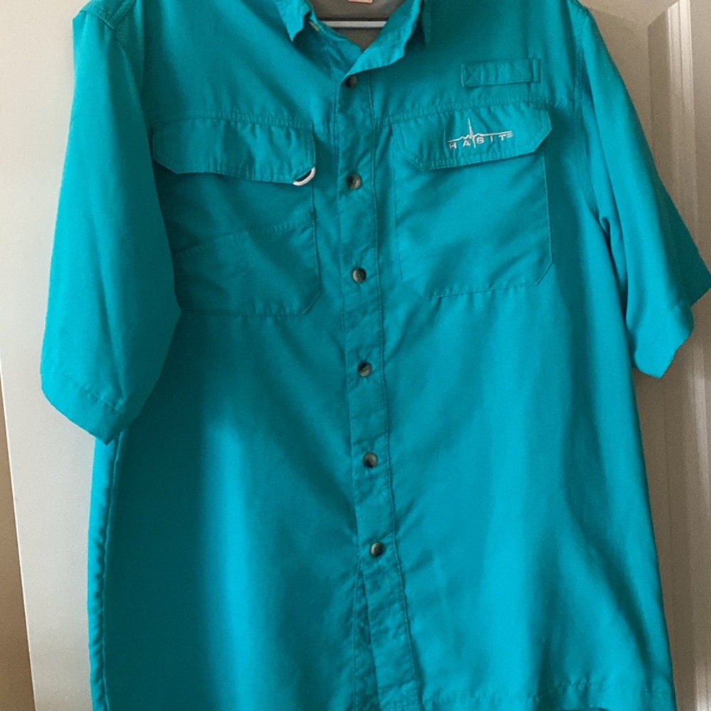 Teal Short Sleeve Fishing Shirt with Logo